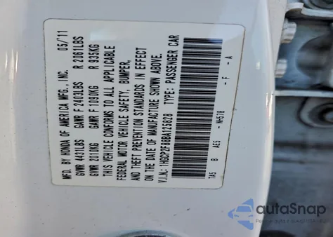 2011 Honda Accord Exl z USA, uszkodzony, nr VIN 1HGCP2F88BA125828